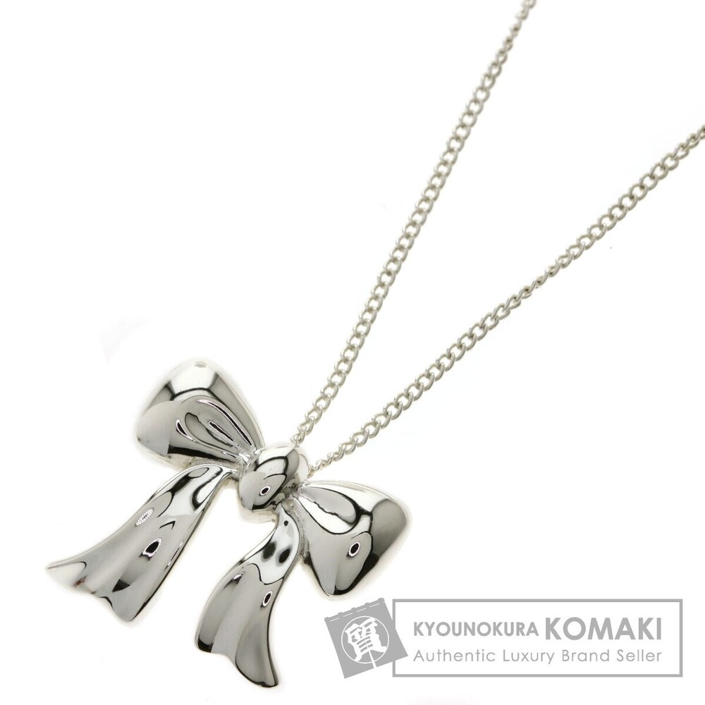 Tiffany Co ribbon motif necklace silver